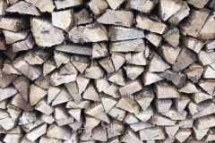Freshly split oak covered to season for a year.