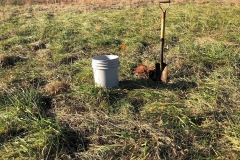 In field soil sample collection.